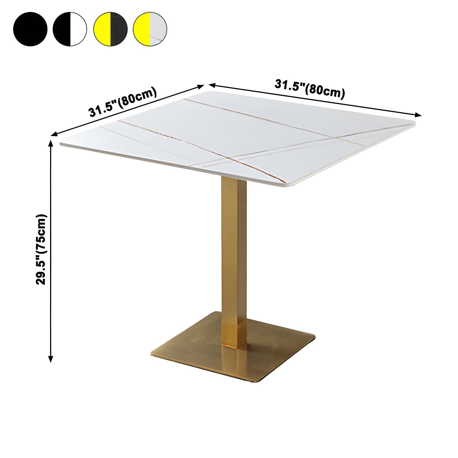 Industrial Square Dinner Table Sintered Stone Table with Metal Base for Home thumbnail 17