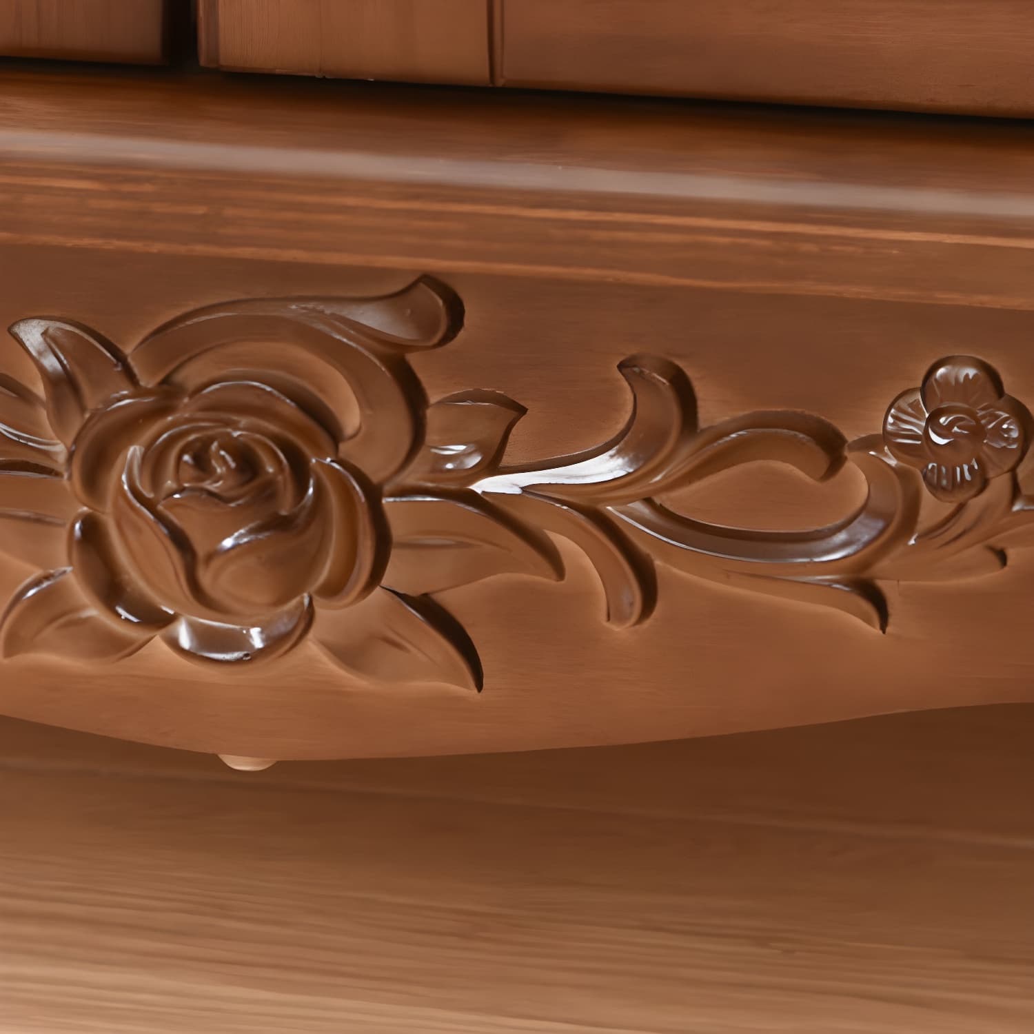 Traditional Solid Wood TV Cabinet Living Room Luxury TV Stand with Glass Doors thumbnail 7