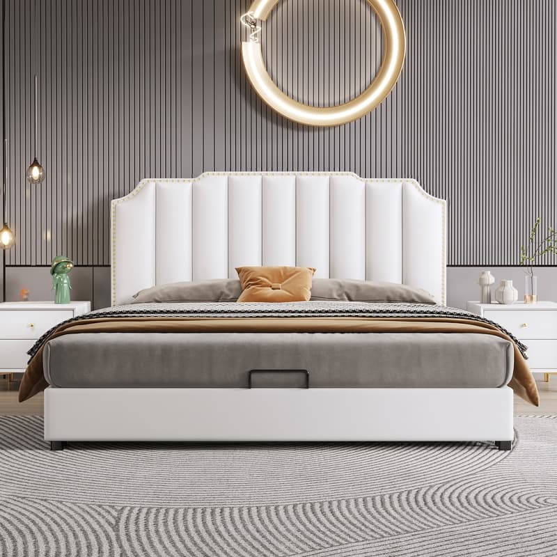 Solid Color Storage Bed/Platform Bed with Pine Wood Frame for Living Room thumbnail 1