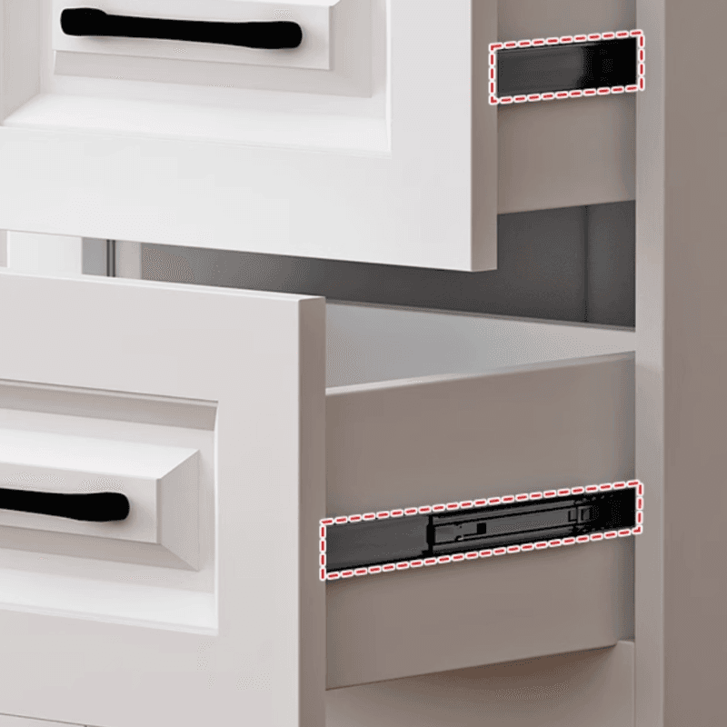 Sleek White Nordic Wooden Detached Almirah with Soft Close Drawers, Doors, and Clothing Rod thumbnail 4