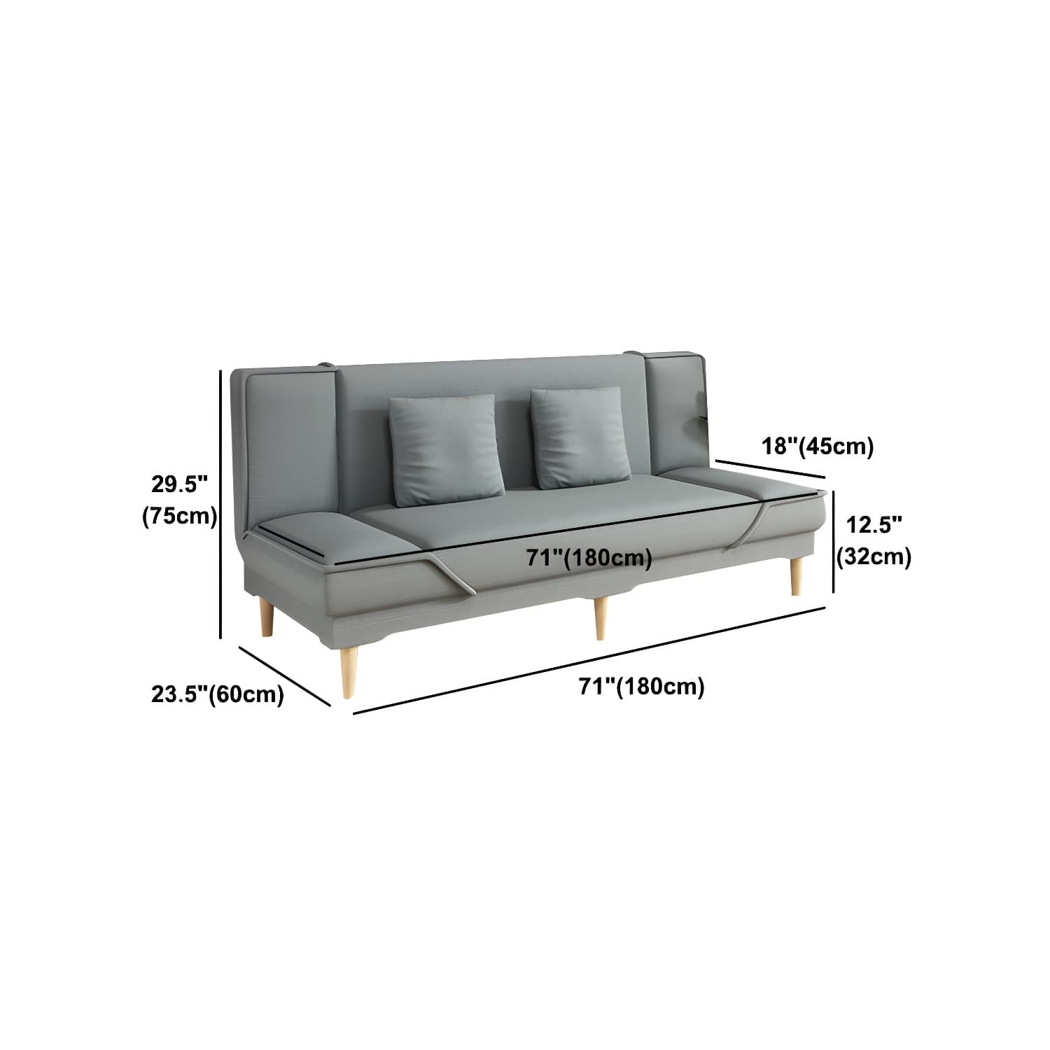 Contemporary Armless Convertible Sofa Linen Foldable Sofa for Apartment thumbnail 24