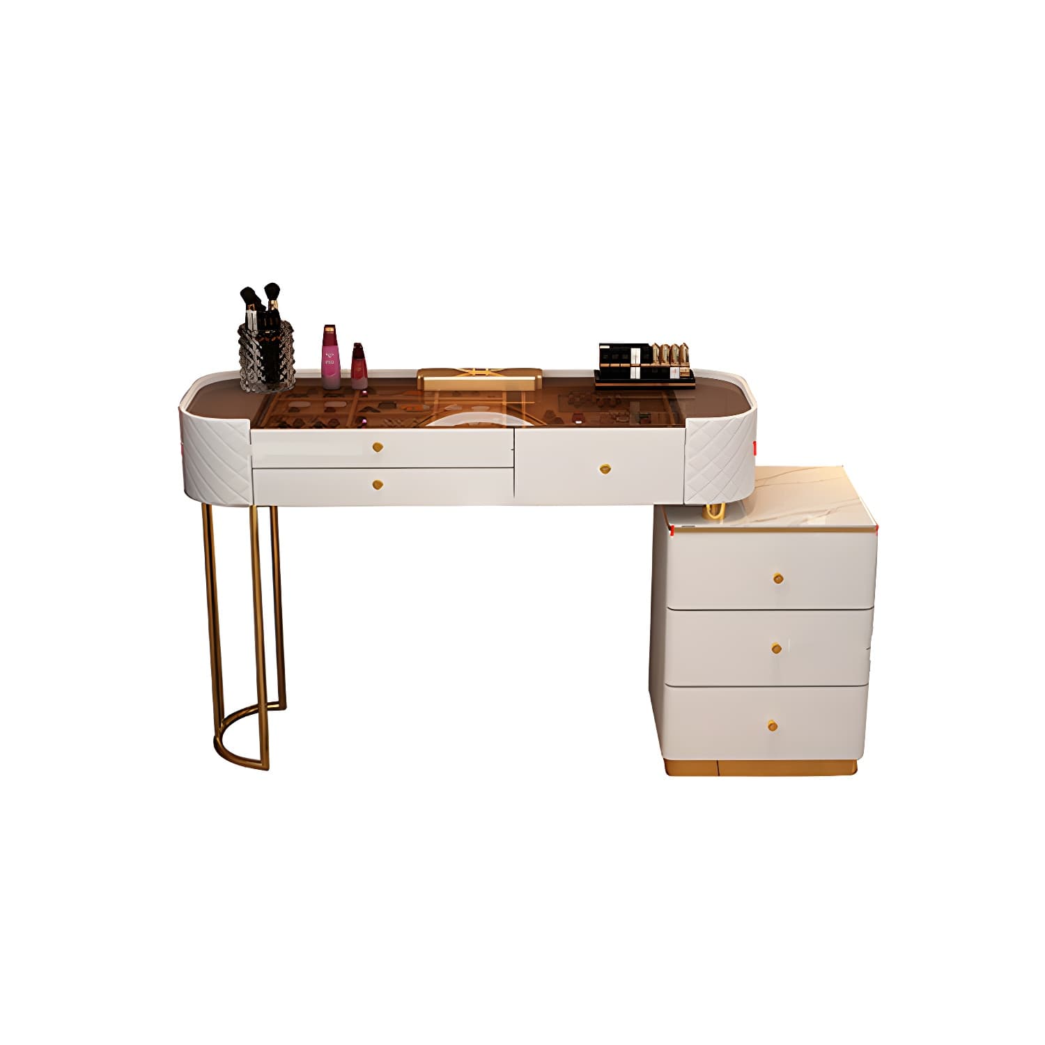 Lighted Mirror & Jewelry Makeup Vanity Metal Dressing Table Stool Set thumbnail 20