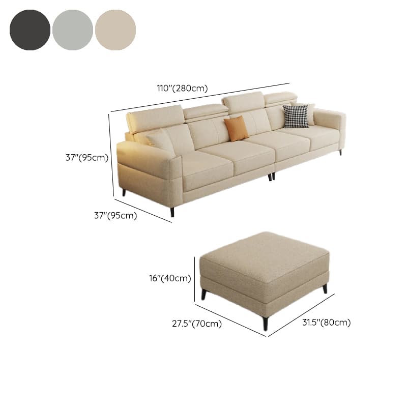 3 Pc Contemporary Modern L-Shape Sofa Chaise in Grey/Cream with Square Arm & Cushion Back thumbnail 19