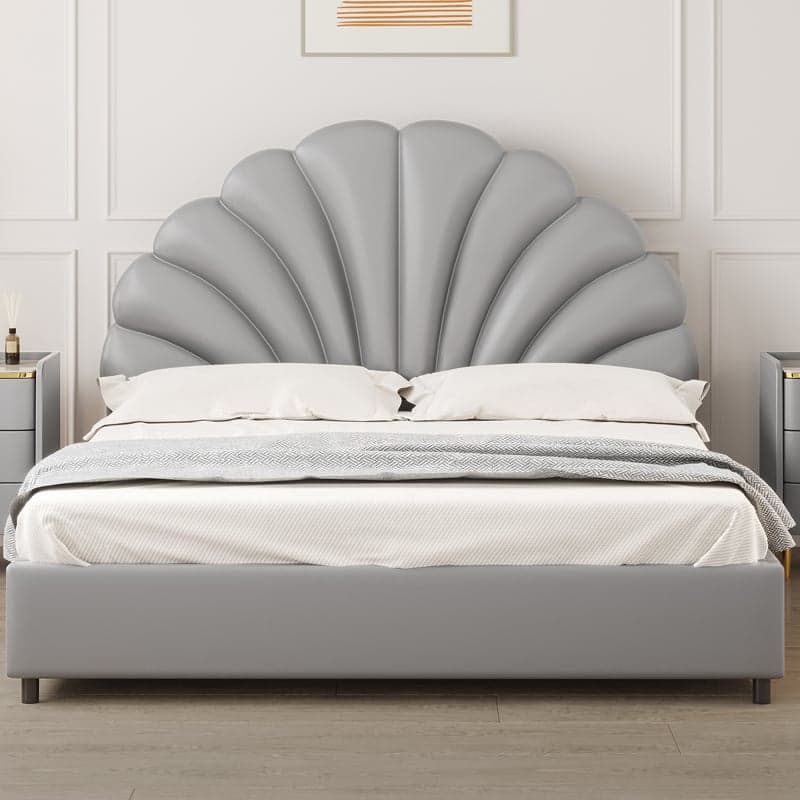 Modish No Distressing Timber Panel Headboard with Arched Shape for King/Twin XL/Full Bed, Featuring Sponge Upholstery and Standard Height thumbnail 2
