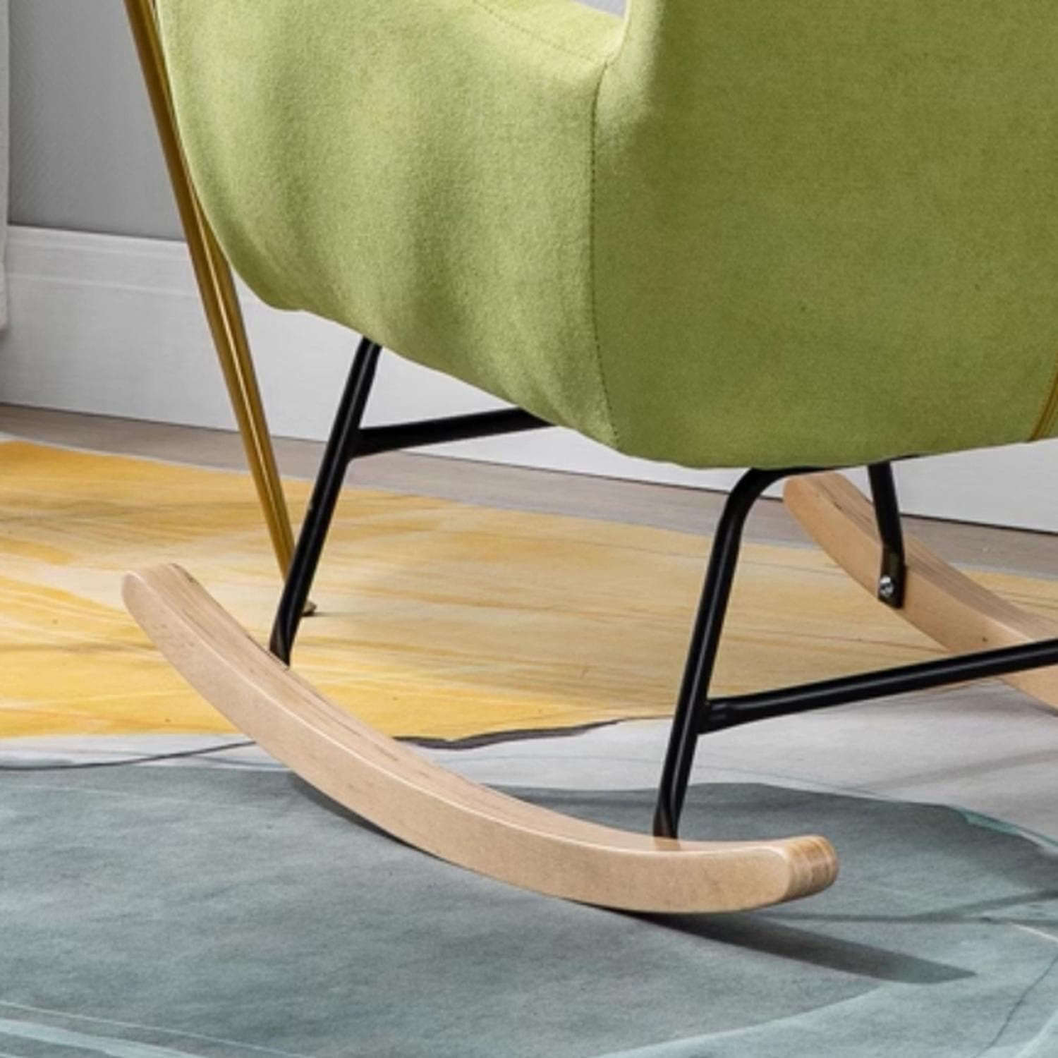 Stylish Modern Upholstered Rocking Chair with Tufted Design and Wood Legs - Support Up to 398 lbs thumbnail 18