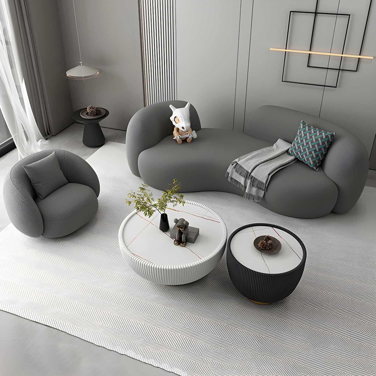 Modern Style Sofa with Curved Back and Padded Sponge Seat Sofa thumbnail 14