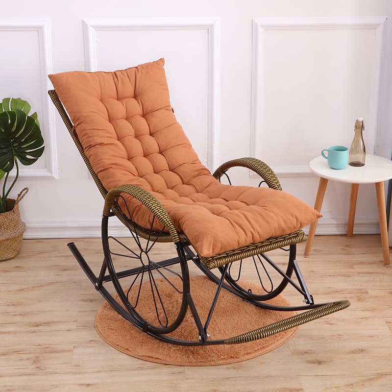 Old School Pecan/Light Green/Sand Cane Rocking Chair with Rear and Wagon Wheel Shaped Arms thumbnail 6