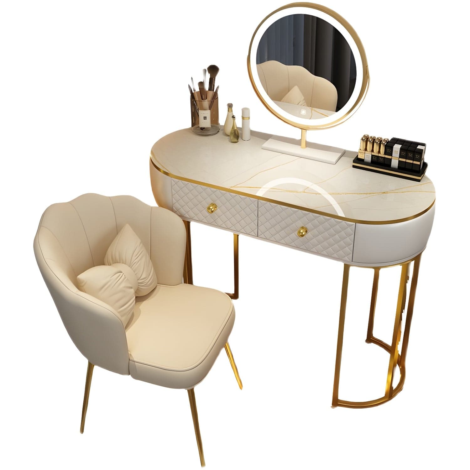 Scandinavian Wooden Vanity Dressing Table 29.9" H Bedroom Makeup Counter with Drawer thumbnail 8