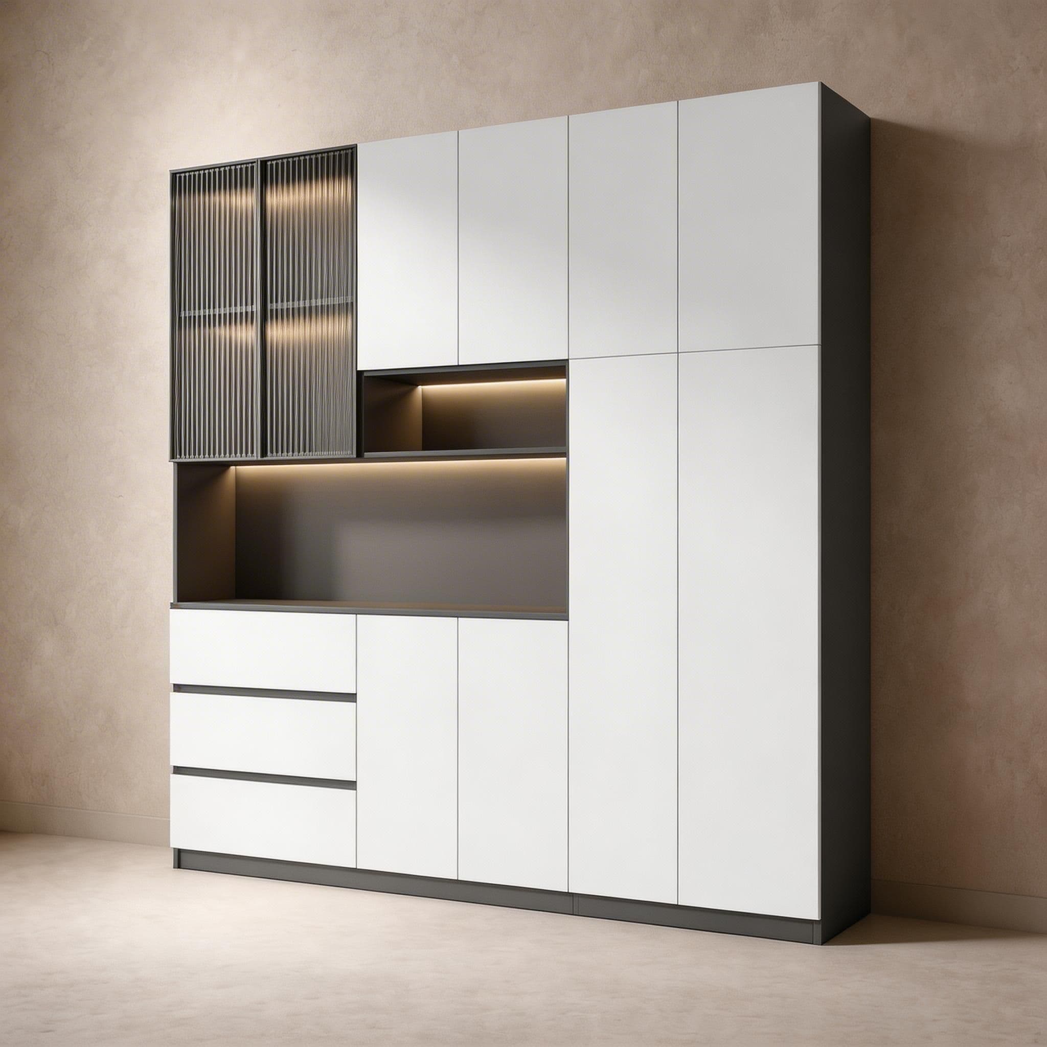 Trendy Sideboard with 3 Drawers, Cupboard, Wide/Standard/Narrow Sizes, 2/1 Shelves, Cabinets, and Glass-panel Door thumbnail 23