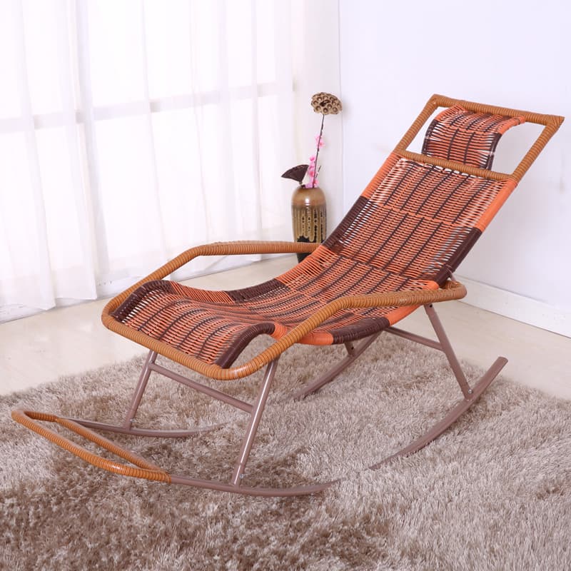 Ergonomic Wicker Front Porch Rocking Chairs with Rear Back, Stationary thumbnail 5