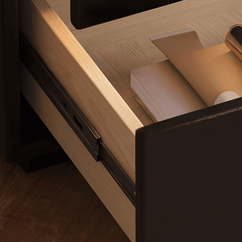 Organic Modern 2 Tiers Nightstand With Drawer Organization and Pleather Countertop thumbnail 7
