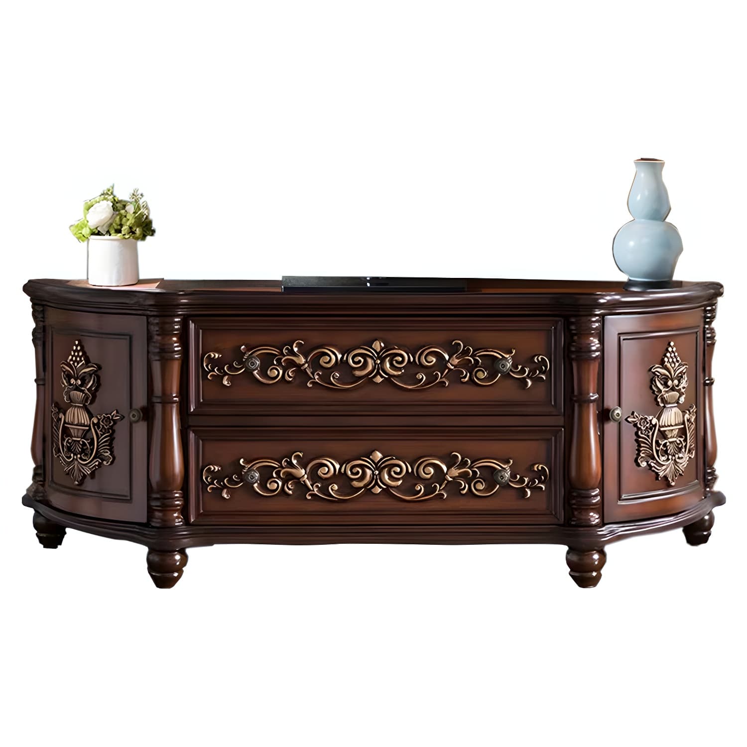 Traditional Birch Wood Media Console Matte Finish TV Media Stand with Drawers thumbnail 8