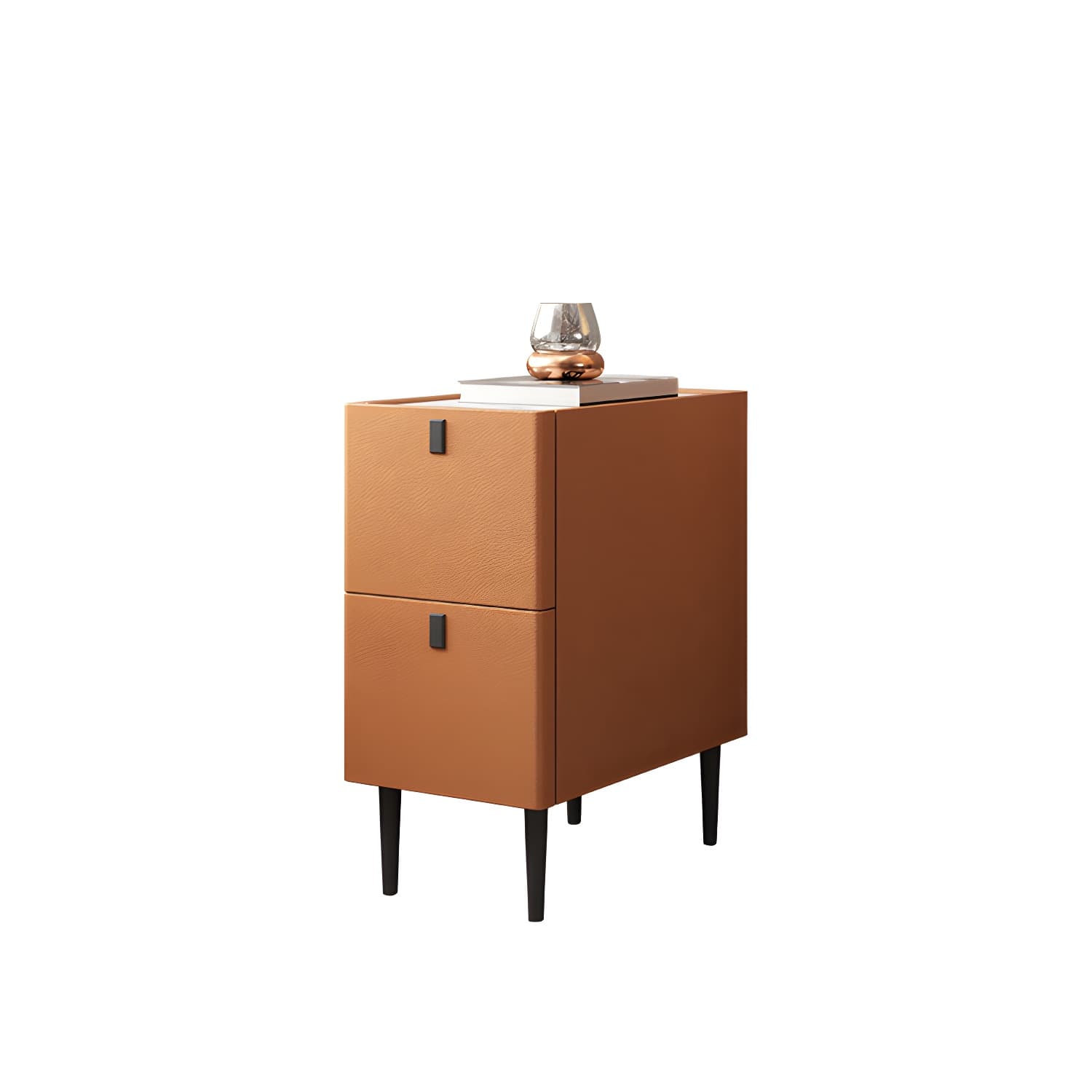 Modern Style Leather Polychromatic Choice of Black Cabinet Leg Nightstand thumbnail 14