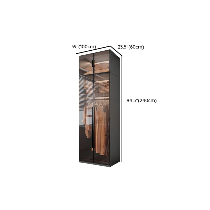 Transparent Simplistic Vitreous Wardrobe Closet with Soft Close Door, Interior Shelves, and Hanging Rod thumbnail 19