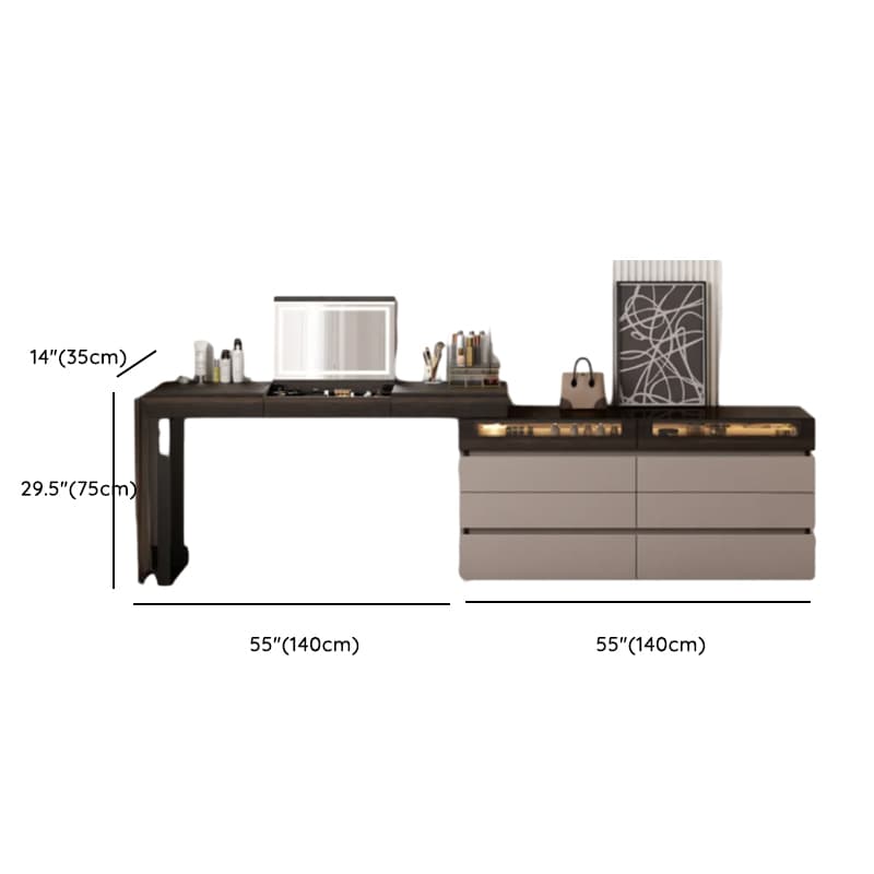 Space-saving Vanity Set with 7/11 Drawers, Lighting, Dividers, 2-in-1 Design, and Adjustable Touch Brightness thumbnail 20