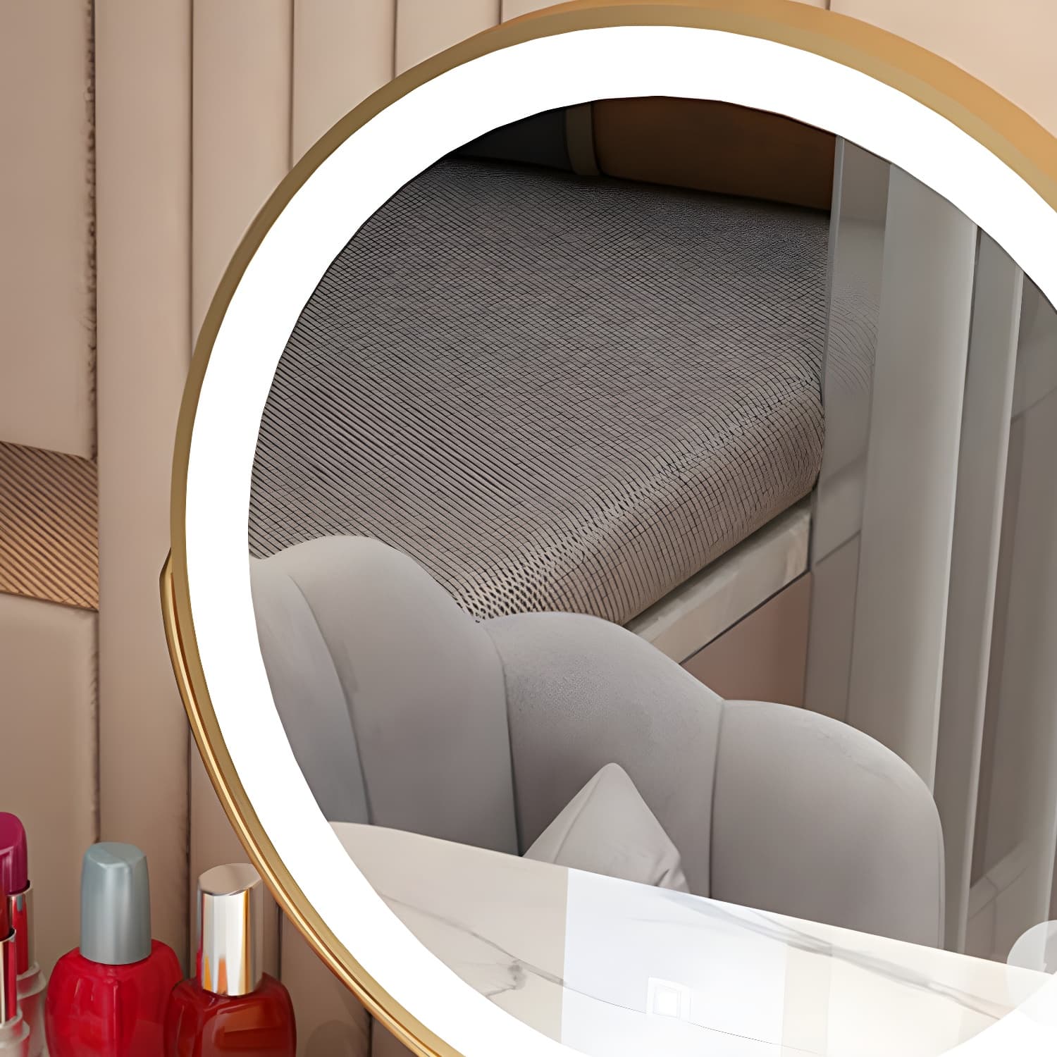 Removable Makeup Counter Bedroom Vanity Dressing Table with Lighted Mirror thumbnail 10