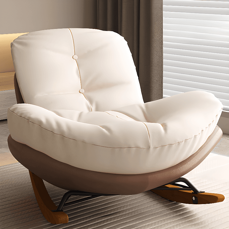 Stationary Upholstered Rocking Chair with Cushioned Rear in a Scandinavian Style, Footstool Included/Not Included thumbnail 1
