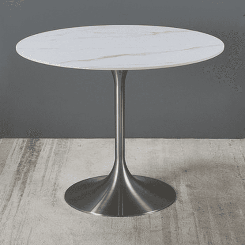 Chalk Circular Stone Art Deco/Glamorous Dining Table for 2, Scratch-immune & Fixed Table thumbnail 4