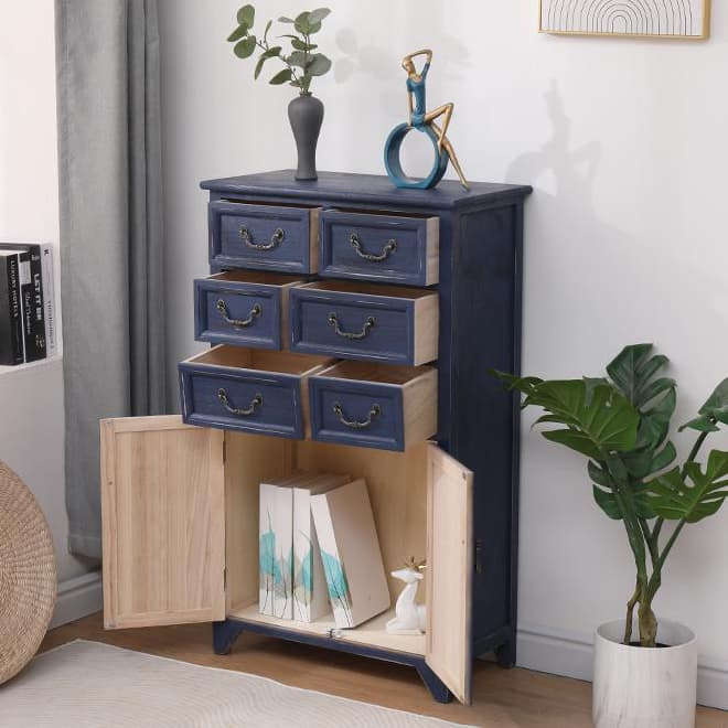 23.6'' Wood 1 Cabinet with Drawers Traditional Accent Cabinet in Distressed Finish thumbnail 12