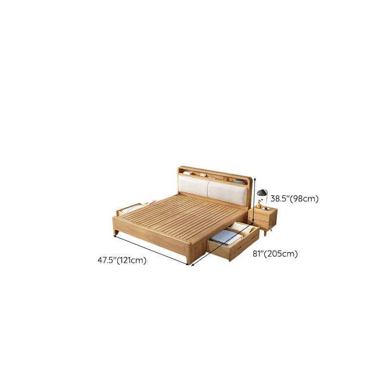 Scandinavian Solid Wood Bed with Four Legs and Upholstered Headboard thumbnail 14