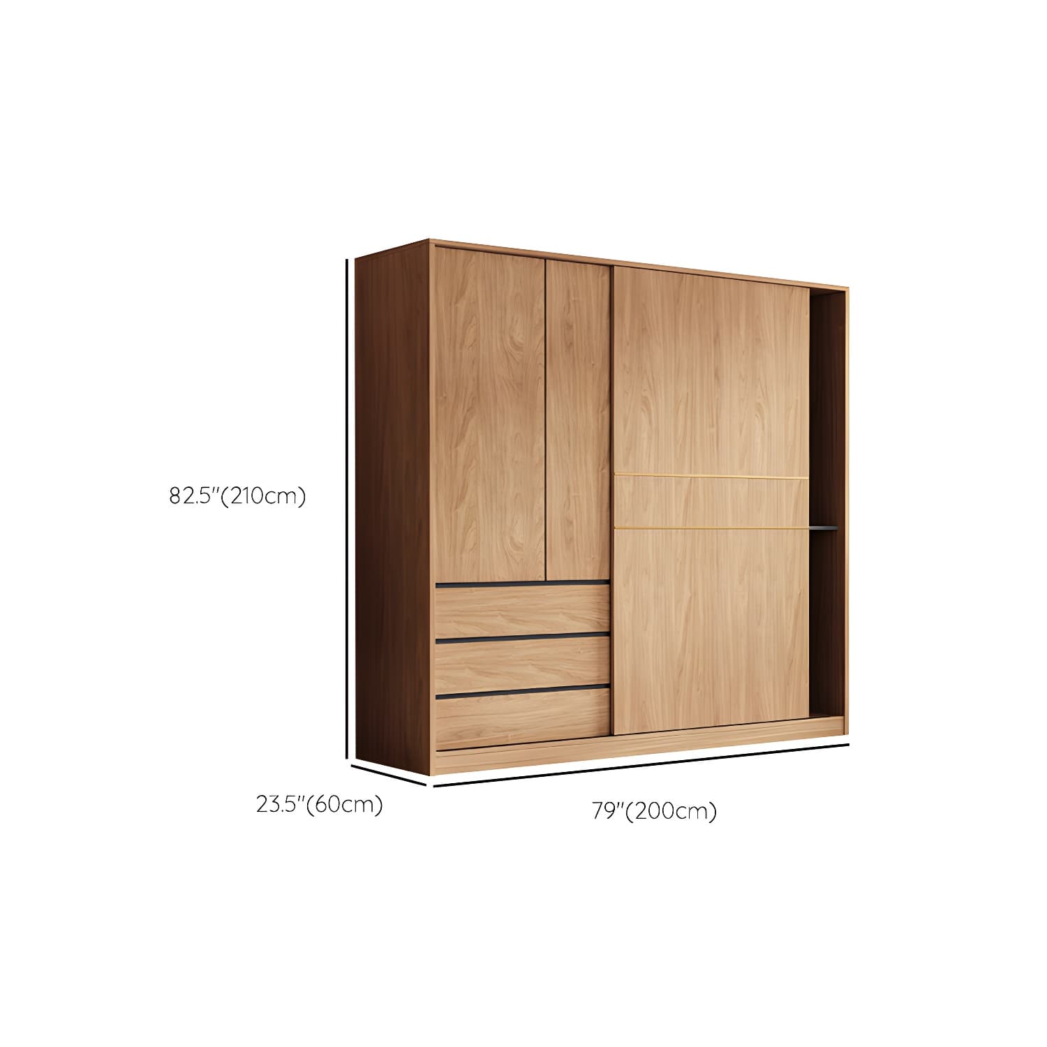 Contemporary Wood Wardrobe Armoire Freestanding Adjustable Shelves Wardrobe with Drawers thumbnail 14
