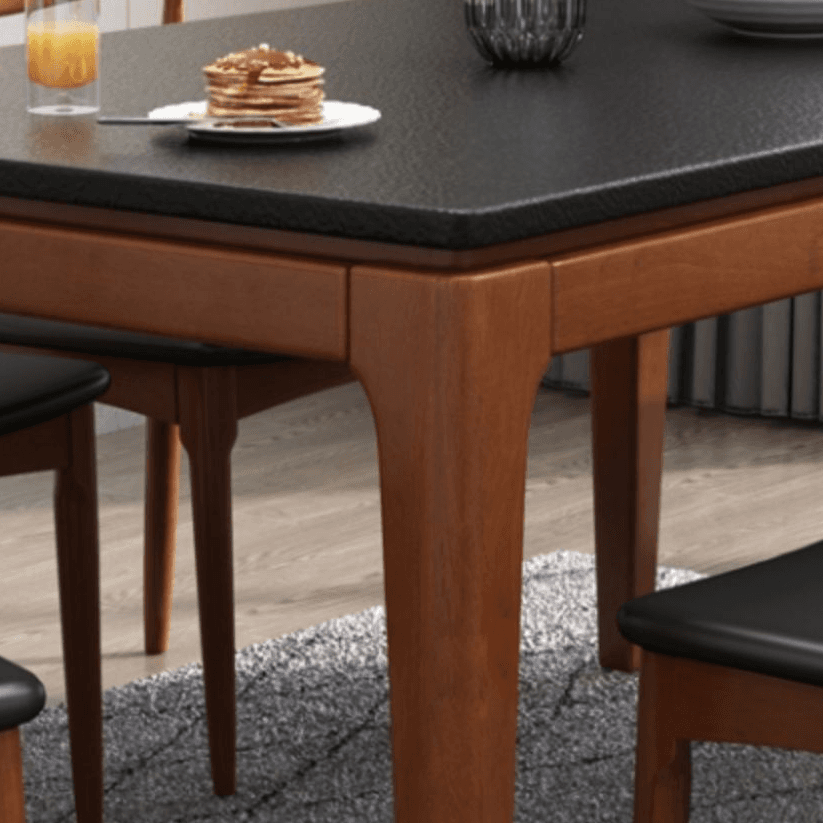 Scandinavian Rectangular Sintered Stone Dining Table Set with Four Legs Fixed Table for 4/2 People in Ink/Chalk thumbnail 8