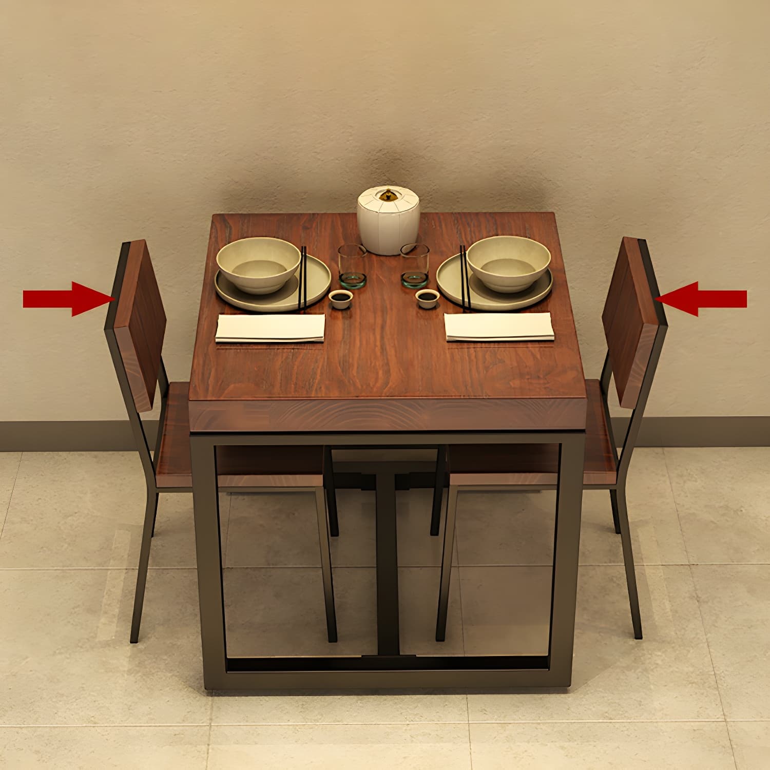 Solid Wood Top Dining Table Industrial Square Black Iron Trestle Base Table thumbnail 9
