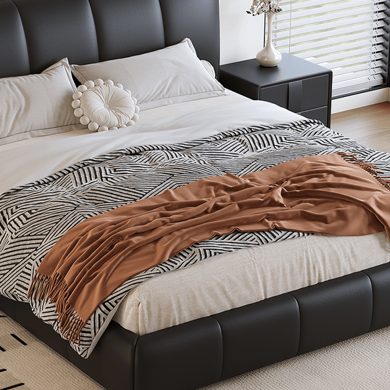 Ink Simplistic Storage Bed/Platform Bed in Genuine Leather with Leg for Bedroom thumbnail 8