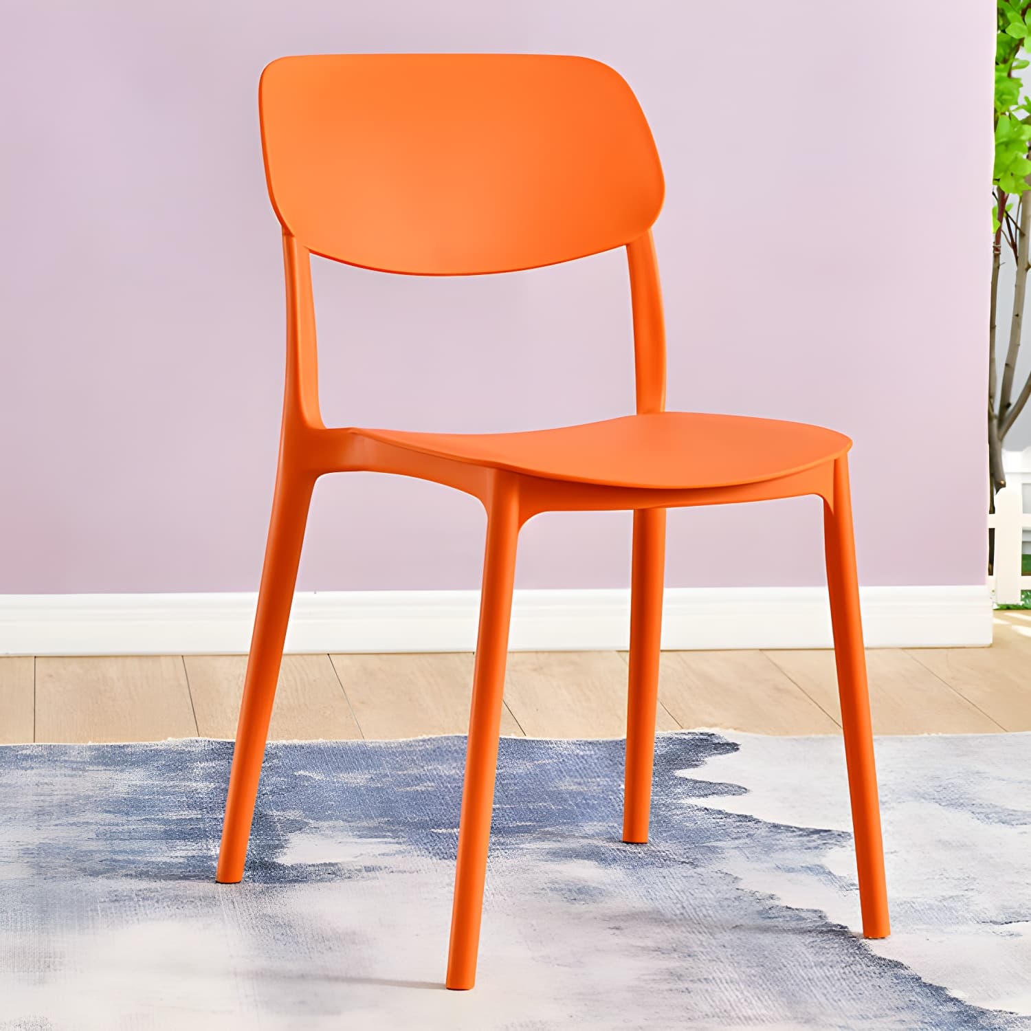 Scandinavian Stackable Armless Dining Chairs Plastic Open Back Dining Side Chair thumbnail 21
