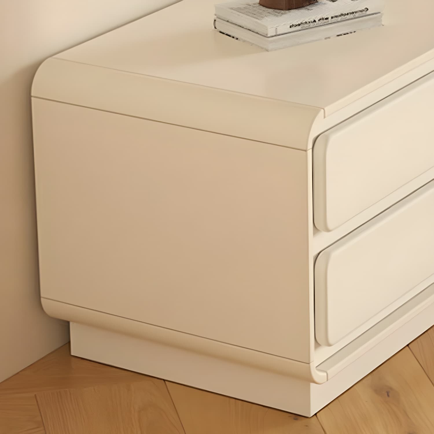White Modern TV Stand with Low Height, 4 Drawers, 1 Cabinet and Legs - Full Assembly Needed thumbnail 7