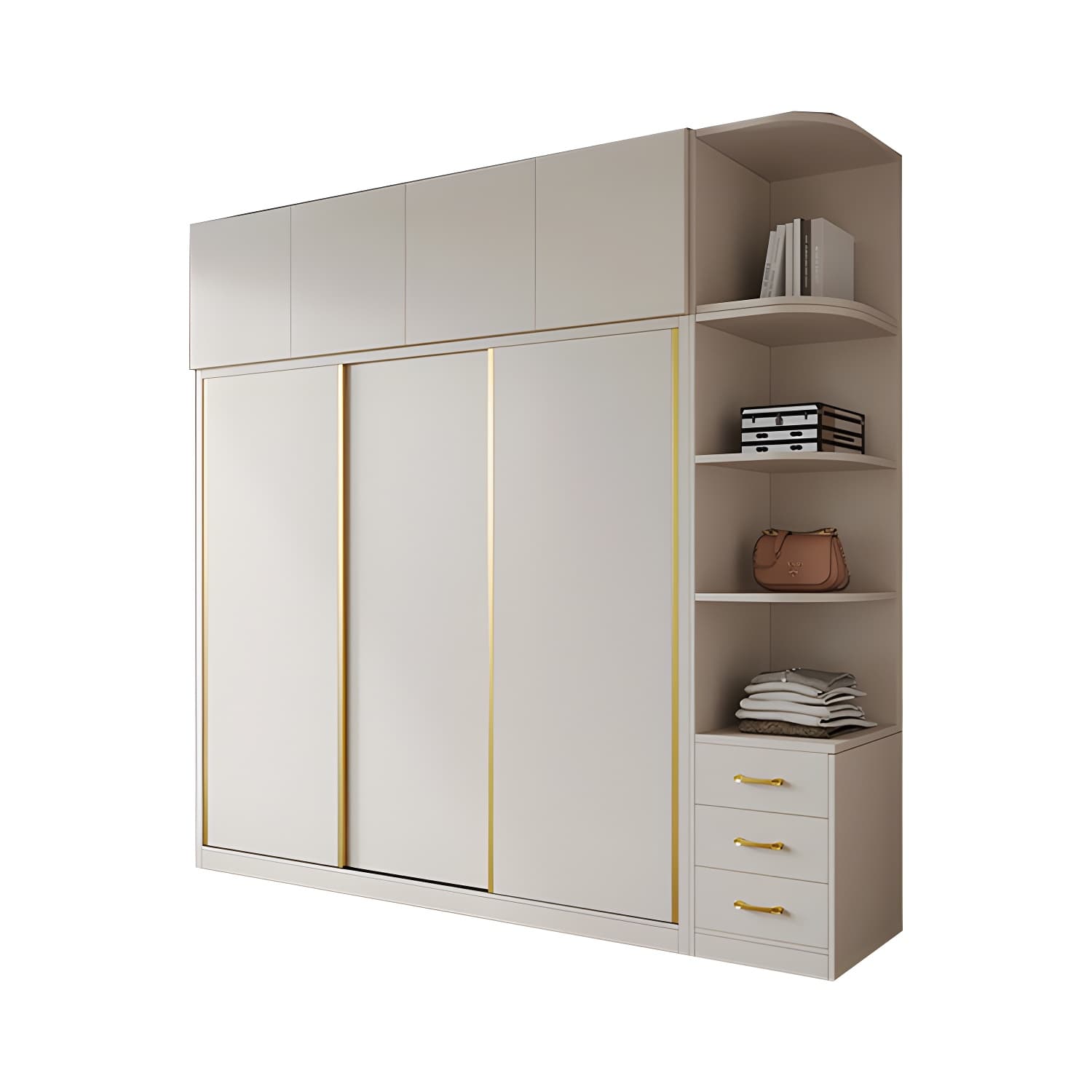 Attractive Modern White Wardrobe Armoire with Clothing Rod & Shelves thumbnail 5