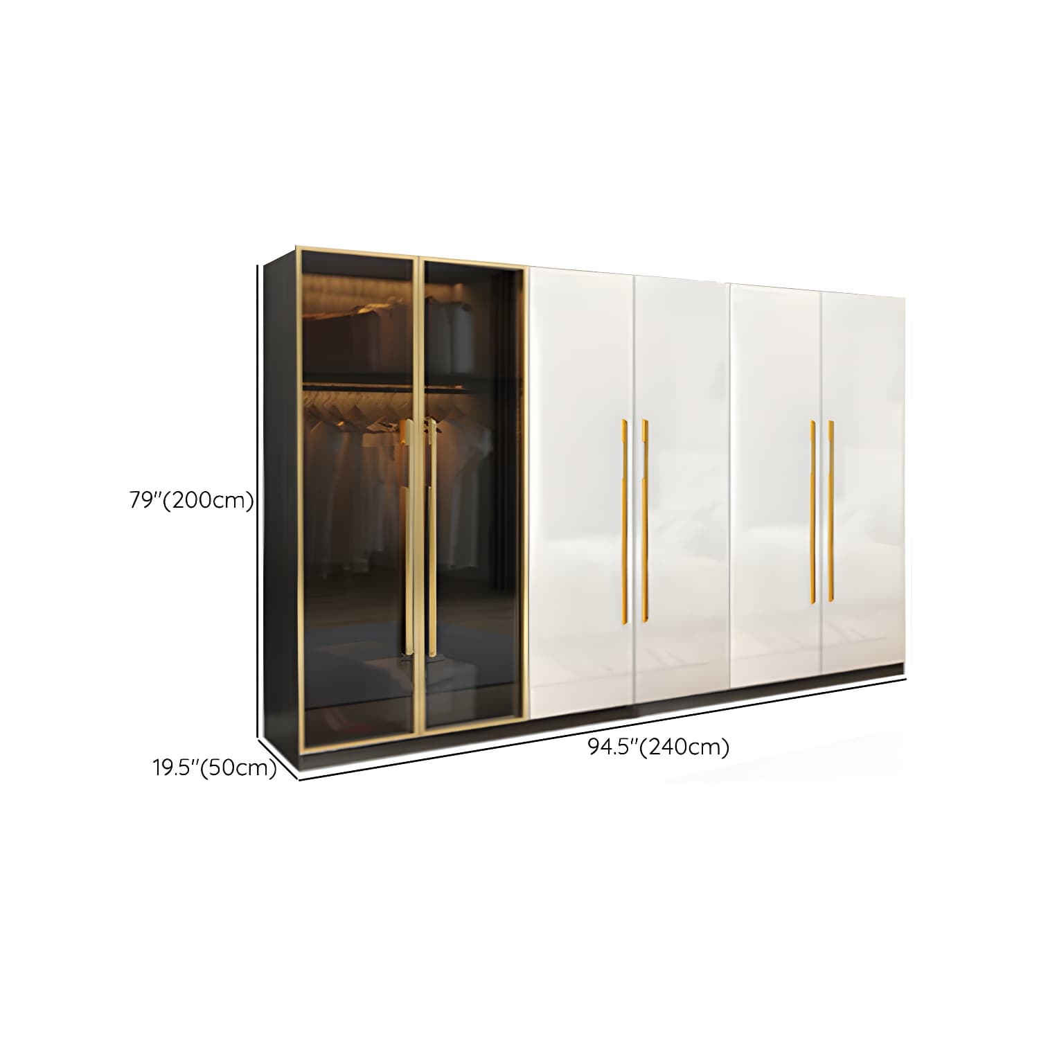Modern Tempered Glass Doors Wardrobe Wood Frame Wardrobe without Light thumbnail 16