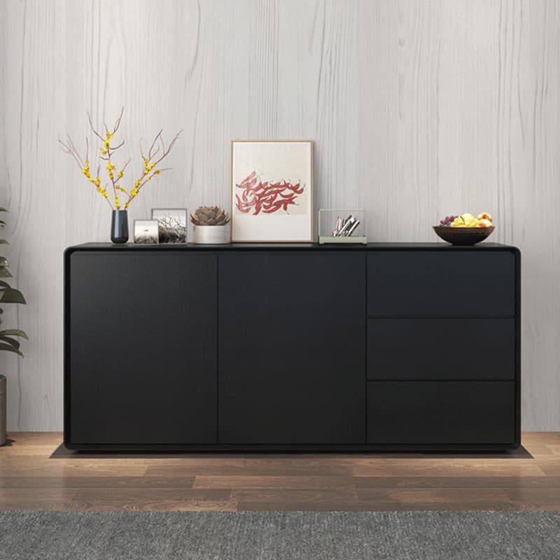 Simplistic 3 Drawers Freestanding Floor Sideboard/Server in Wood with 3 Shelves and Cabinet thumbnail 10
