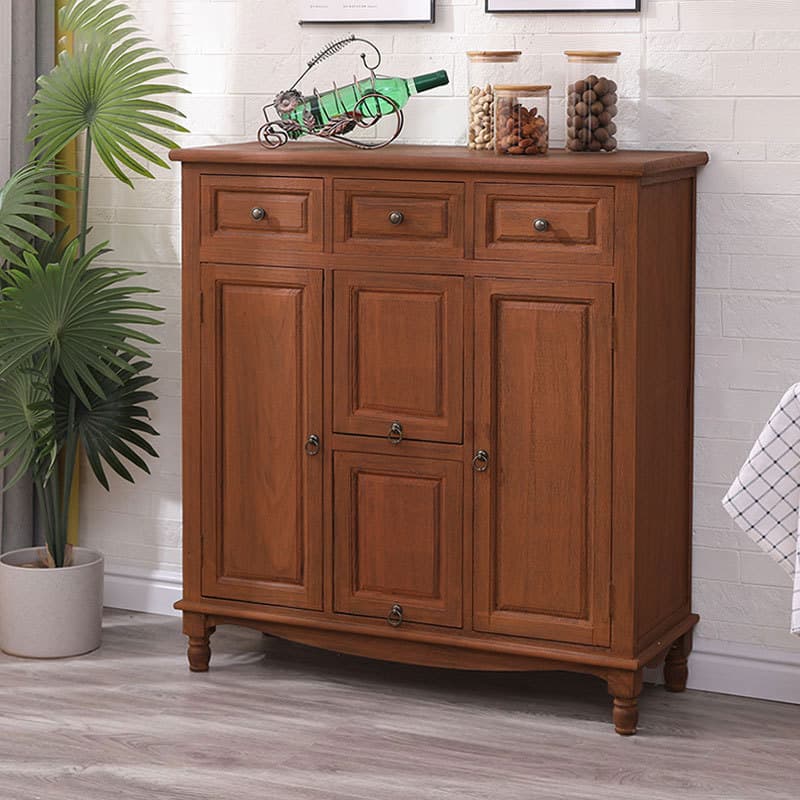 Traditional Wood Server in Espresso with 3 Drawers/4 Drawers/6 Drawers, Cabinet & One Internal Shelf/2 Shelves Included/Not Included