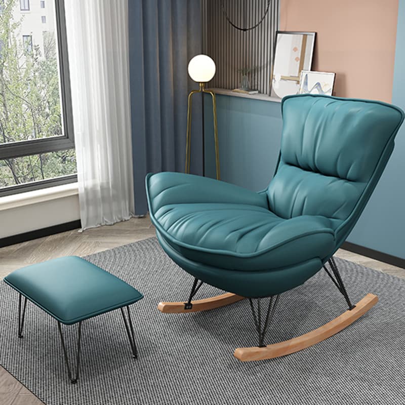 Natural Wood Armless Upholstered No Scratch or Stain Resistance Indoor Rocking Chair thumbnail 19