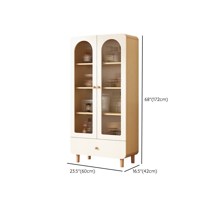 Modern White Lumber Narrow Sideboard with Single Drawer, 4 Shelves/Three Internal Shelves/Two Internal Shelves, Glass-panel Door thumbnail 16