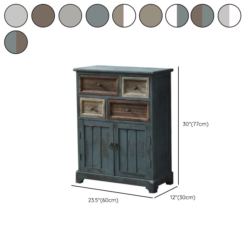 Industrial Detached Utility Cabinet with Distressed Wood and 4 Drawers Featuring Loop Pulls thumbnail 13