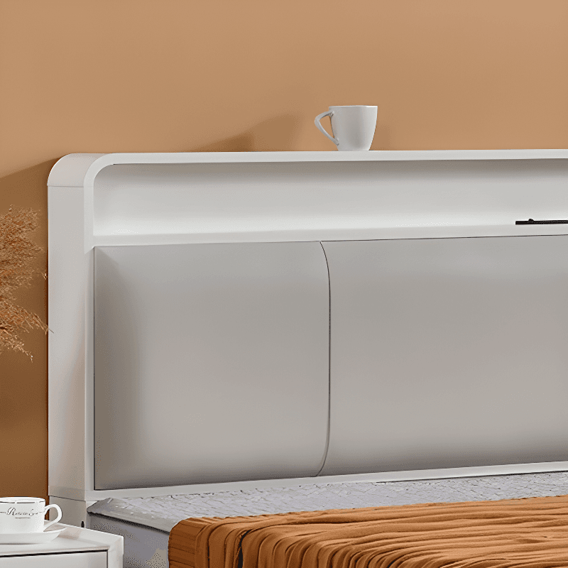 Simplistic Panel Headboard with Shelves, Rectangular Shape for Twin/Full/Twin XL Bed, Featuring Sponge Upholstery, Illumination Light, and Standard Height thumbnail 10