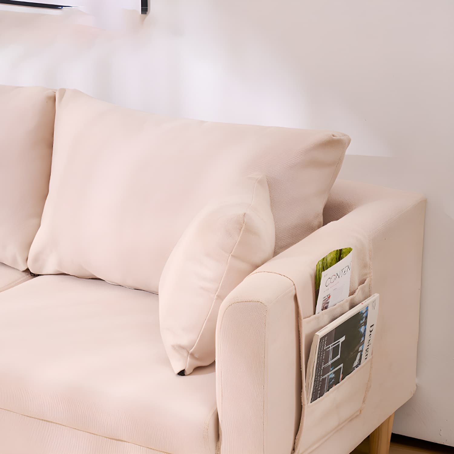 21.25" High Sofa with 2 Pillows Velvet Tuxedo Arm Sofa with Storage thumbnail 21