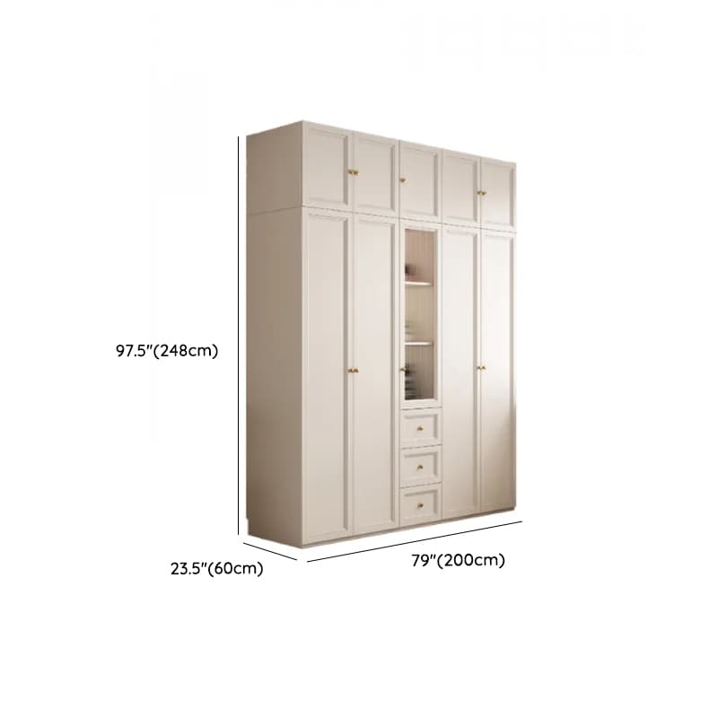 White Minimalist Laminate Wardrobe Closet with 3-Drawer, Soft Close Door, Interior Shelves, and Clothing Rod thumbnail 24