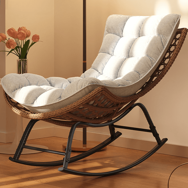 2 Piece Set/1 Piece Set Cushioned Rocking Chair with Ottoman in Resin with Rear in a Modern Simple Style thumbnail 8