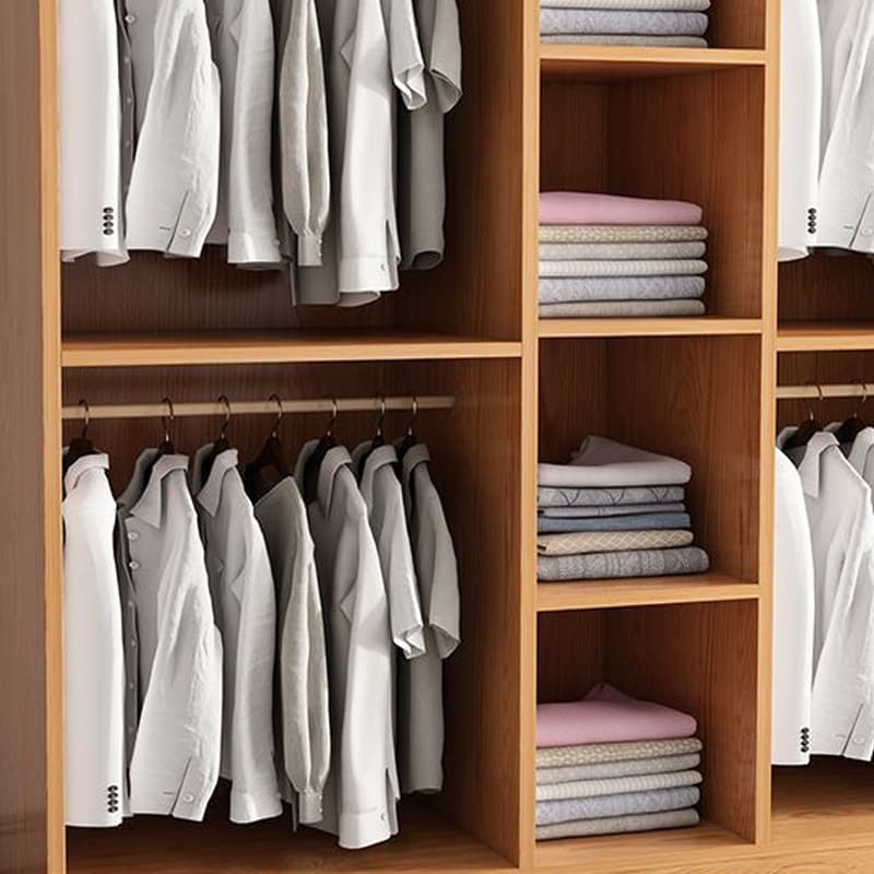 Natural Wood Freestanding Wardrobe Closet with Natural Doors thumbnail 3