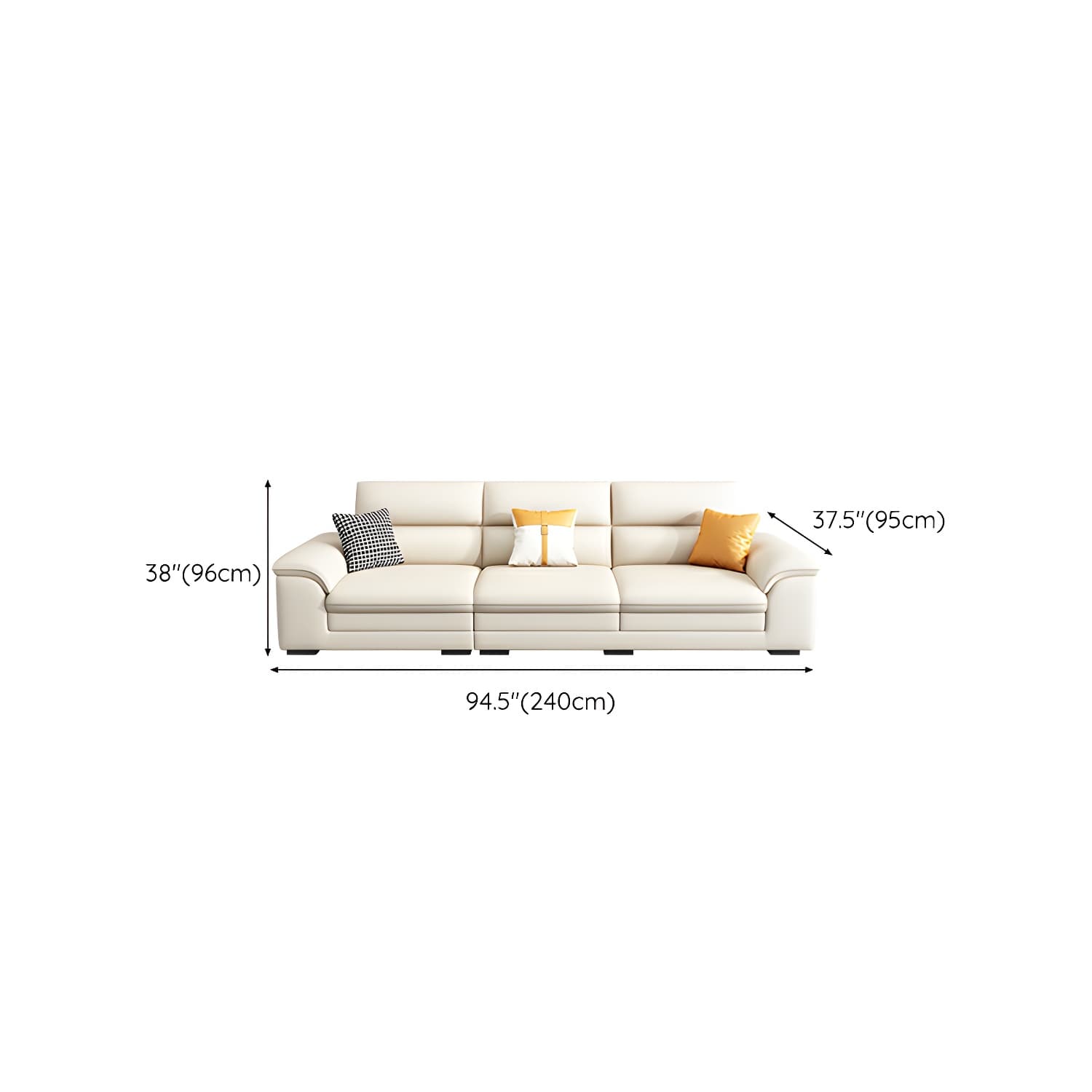 Modern Beige Stationary Sectional Sofa in Scratching Cloth with Wood Frame and Pillow Top Arms thumbnail 16