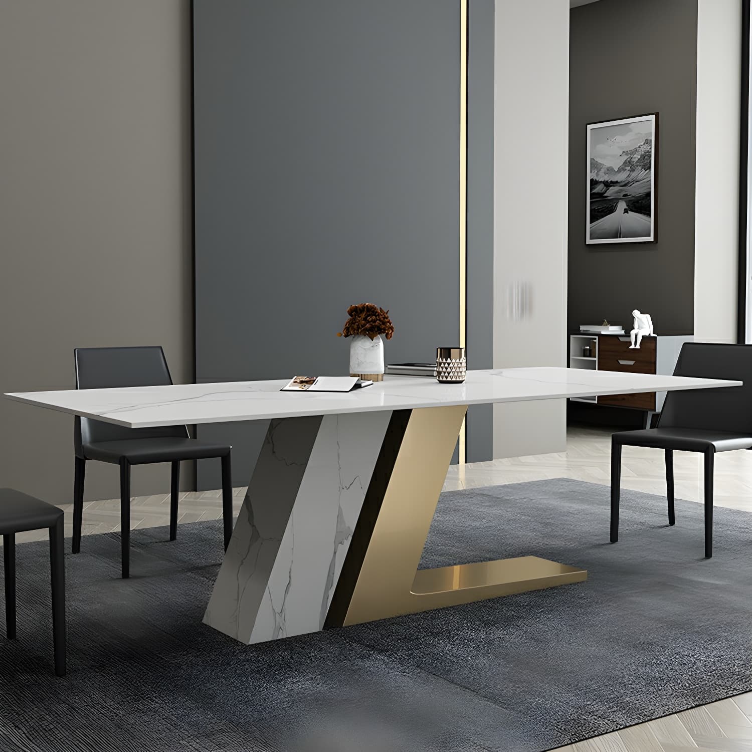 Contemporary 1/2/3/4/5/6/7 Pieces Dining Set Rectangle Dining Table Set thumbnail 2