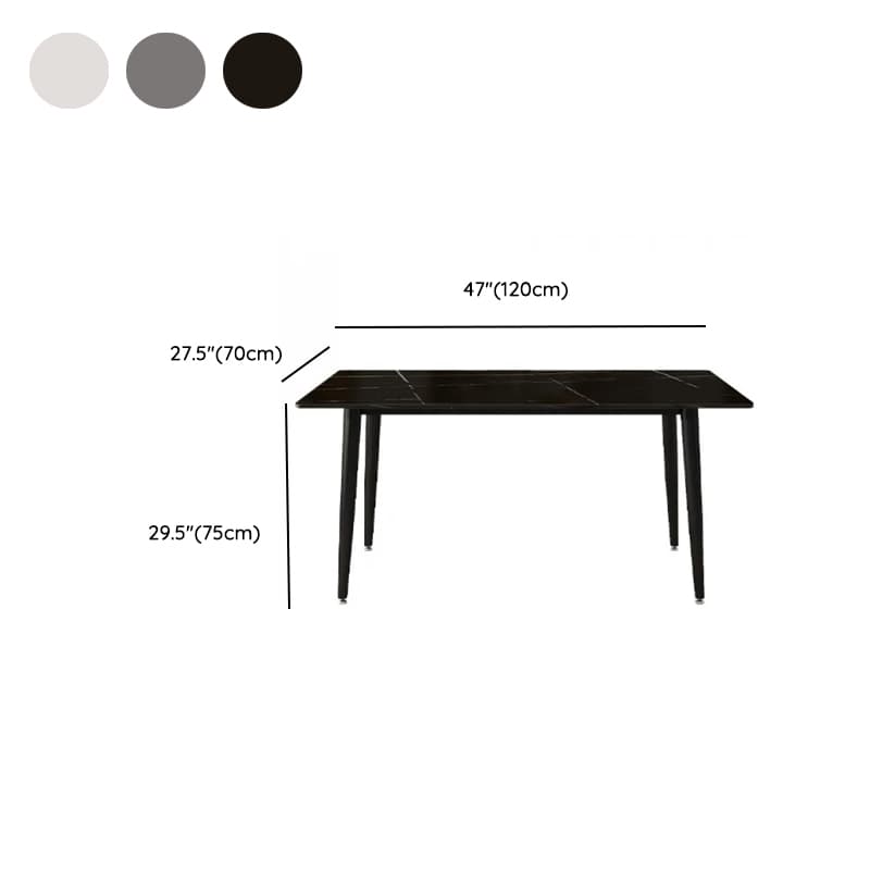 Dining Table Set with Rectangular Slate Top, 4 Legs, Padded Chair, and Back thumbnail 11