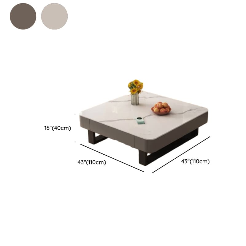 Funky Single Rock Side Table with Toboggan Base, Gray/White Square Top, and 1 Drawer thumbnail 17