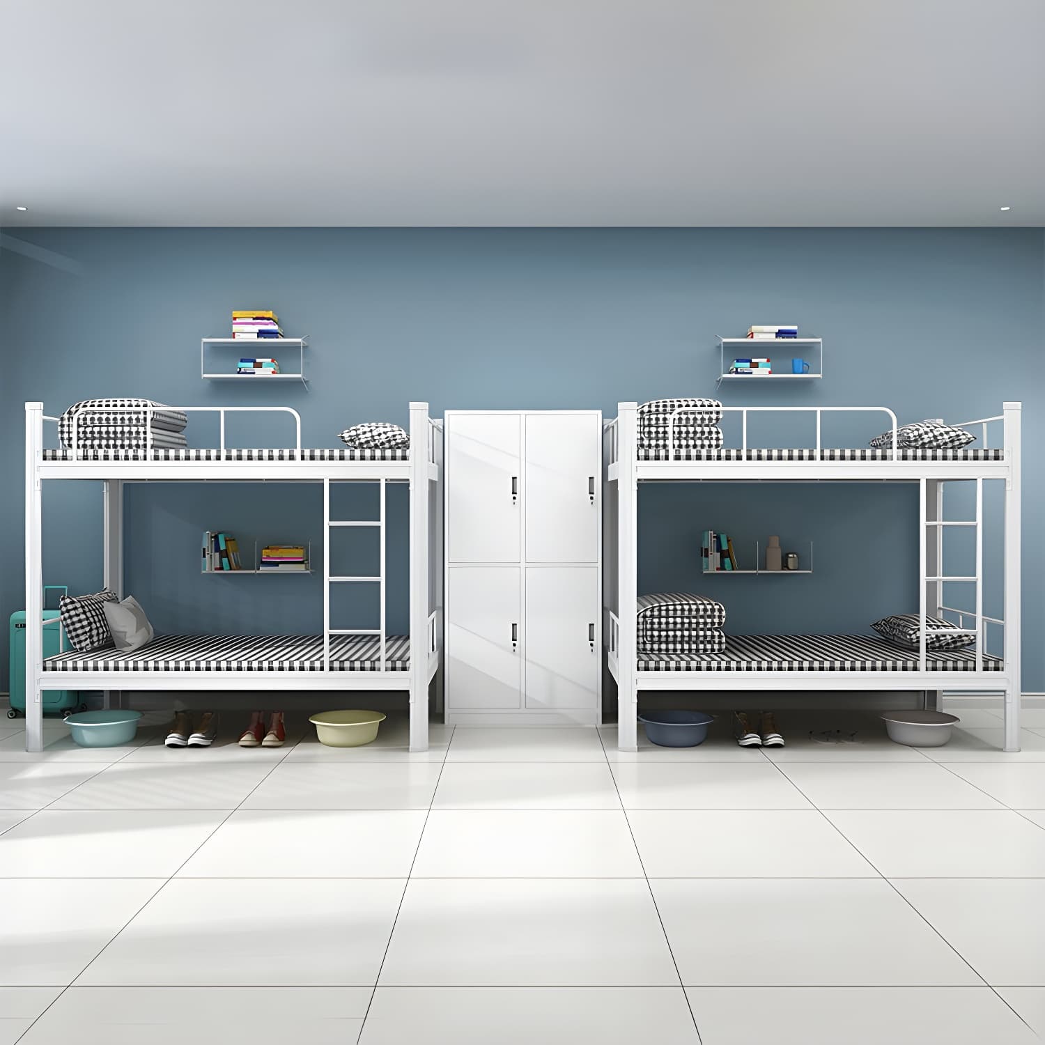 Modern Bunk Bed Dormitory Bedroom Metal Bed Frame with With Headboard and Footboard thumbnail 5
