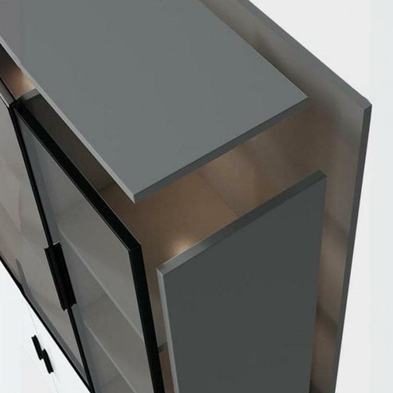 Modern-Style Glass Top Rectangular Accent Cabinet White.Drawer included, No Exterior Shelves thumbnail 3