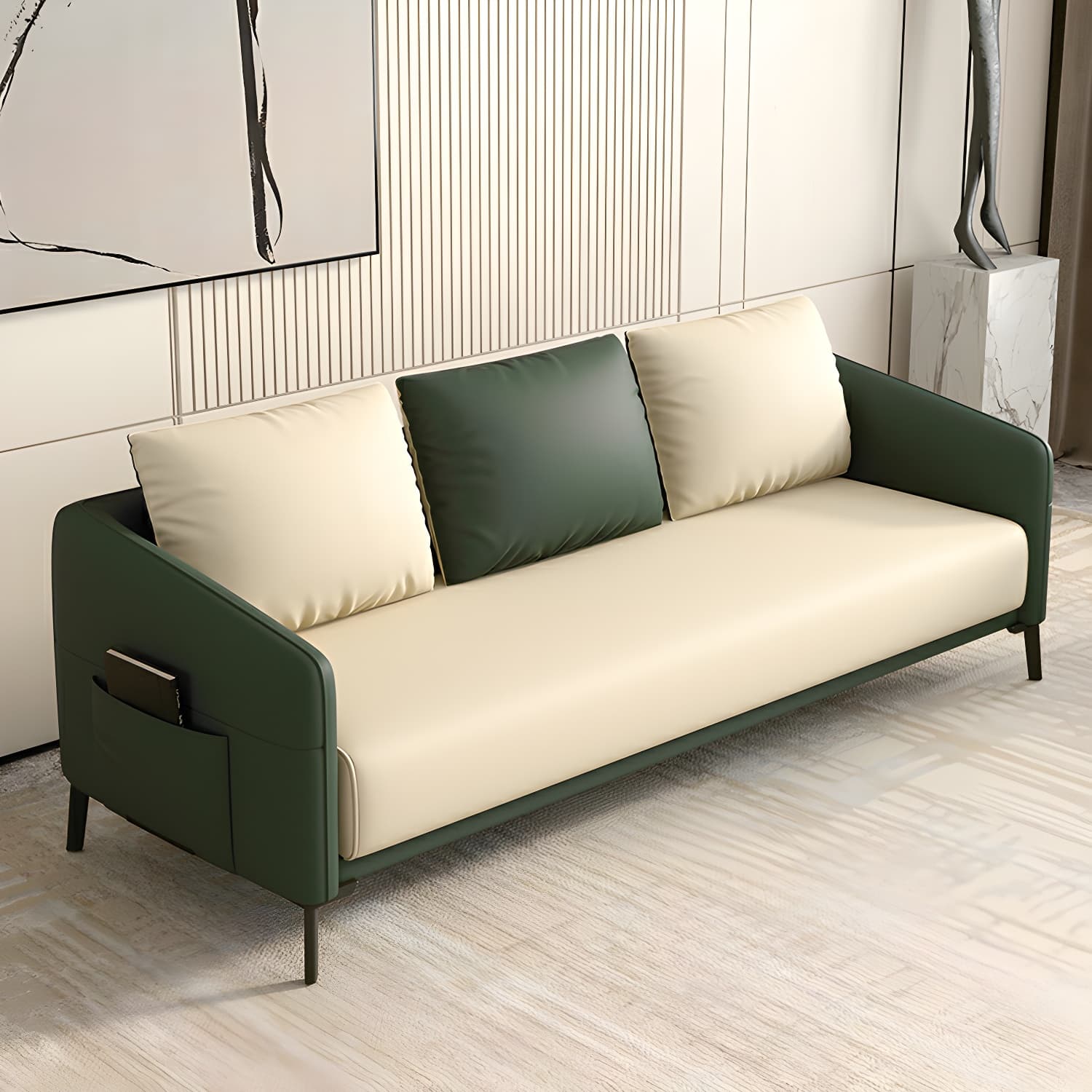 Modern Wood Frame Standard Sofa with Square Arms in Solid Color & Tear Resistant thumbnail 4