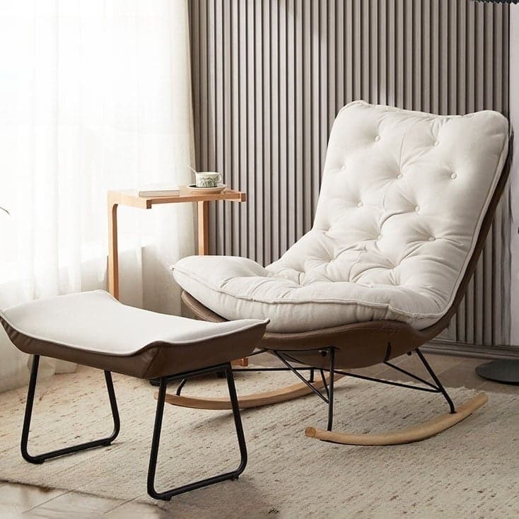 Modish Sand Ash Upholstered Rocking Accent Chair with Spindle Back and Stain Resistant thumbnail 6
